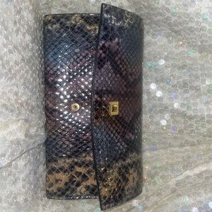 LODIS multi color snake skin wallet with removable pouch